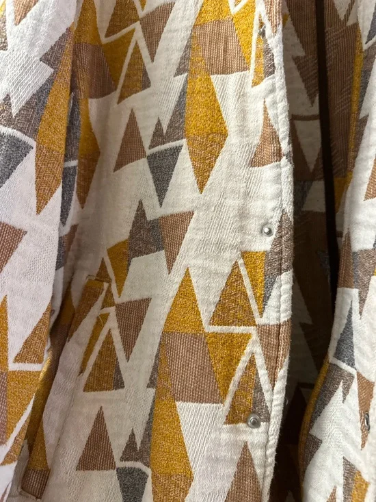ZARA Geometric Pattern Zip Jacket in Mustard, Brown & Cream - Picture 2 of 4
